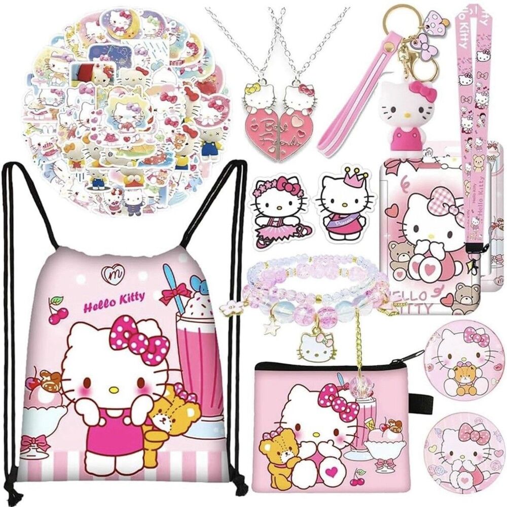 12 Piece Hello Kitty Grab Bag Jewelry Stickers Lanyard Key Chain Bag Tag